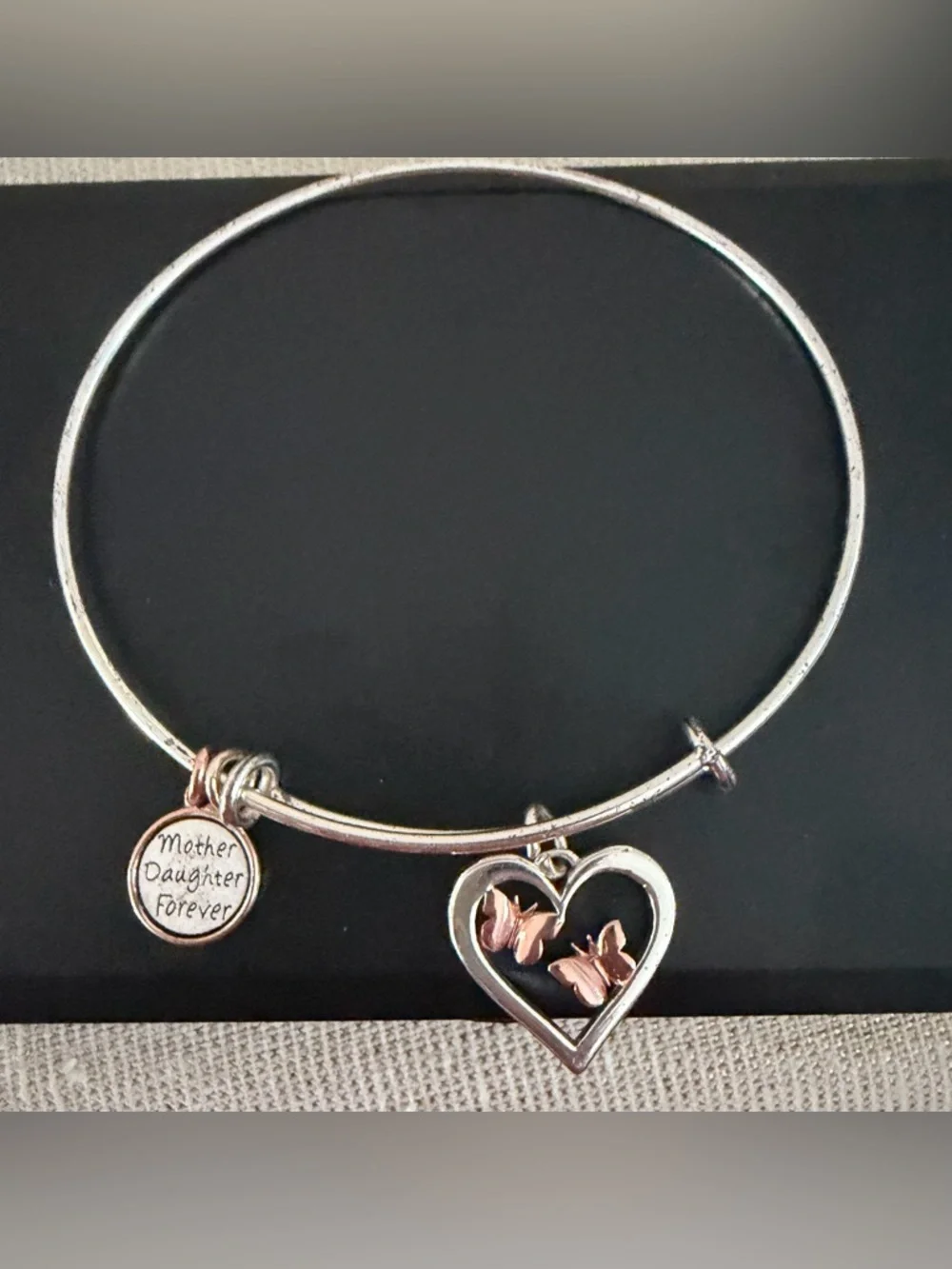 Mother Daughter Forever Heart Charm Bracelet - Silver and Rose Gold